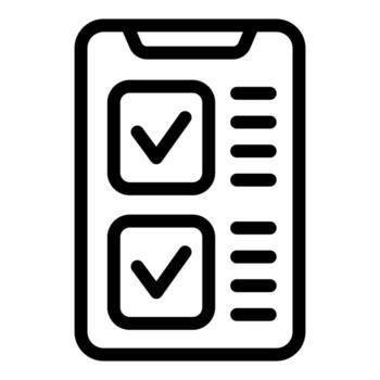 sencillo negro y blanco icono de un teléfono inteligente mostrando un Lista de Verificación con dos Tareas terminado vector