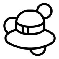 Spaceship floating with open hatches minimal line art icon vector