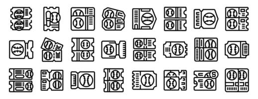 ticket baseball icons set. Baseball tickets showing entry to game at stadium vector