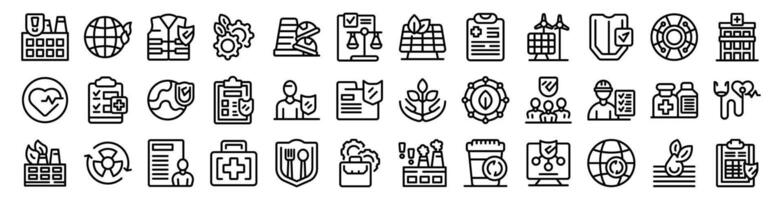 HSE icons set. Line icons representing the concept of corporate social responsibility vector