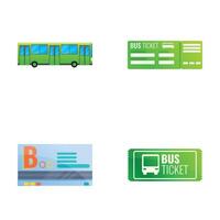 Transport ticket icons set cartoon . Bus and bus pass vector