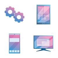Electronic device icons set cartoon . Computer equipment and gadget vector