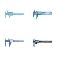 Vernier caliper icons set cartoon . Dial electronic or mechanical caliper. vector