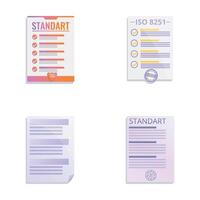 International certification icons set cartoon . Document with quality mark vector
