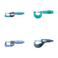 Digital micrometer icons set cartoon . Various type of micrometer vector