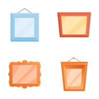 Decorative frame icons set cartoon . Various empty frame on wall vector