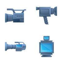 camera icons set cartoon . Retro and modern digital camera vector