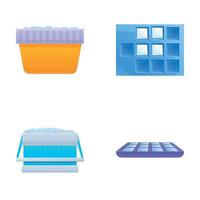 Ice container icons set cartoon . Various colorful ice mold vector
