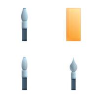 Feather pen icons set cartoon . Various feather pen and case vector