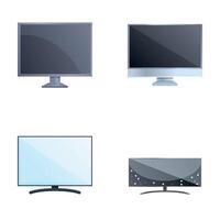 Flat screen icons set cartoon . Tv and computer monitor screen vector