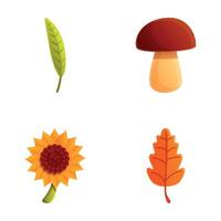 Autumn time icons set cartoon . Various fall season attribute vector