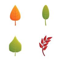 Colorful leaf icons set cartoon . Tree leaf of various color vector