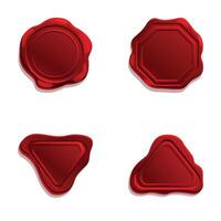 Red seal icons set cartoon . Retro wax realistic red seal vector