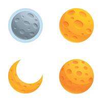 Moon icons set cartoon . Different phase of moon vector