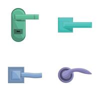 Various handle icons set cartoon . Handle for entrance and interior door vector