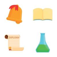 Education concept icons set cartoon . Learning process attribute vector
