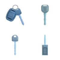 Automobile key icons set cartoon . Electro car key front and alarm system vector
