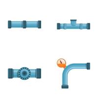 Various pipe icons set cartoon . Pipeline part valve and plumbing vector