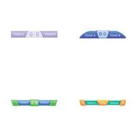 Scoreboard icons set cartoon . Various scoreboard with result display vector