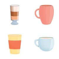 Frappe icons set cartoon . Various type of coffee drink vector