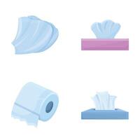 Napkin icons set cartoon . Paper towel and napkin in box vector