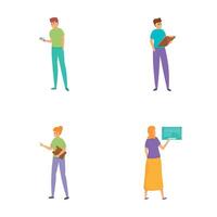 Interaction concept icons set cartoon . Workflow and job organization vector