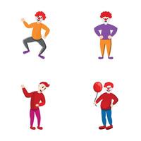 Funny clown icons set cartoon . Circus clown vector