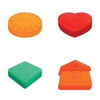 Cookie form icons set cartoon . Various colorful cookie cutter vector