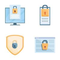 Data protection icons set cartoon . Security of personal information vector