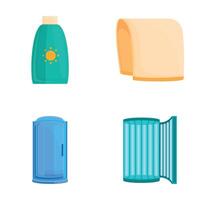 Sunroom icons set cartoon . Vertical and horizontal solarium booth vector
