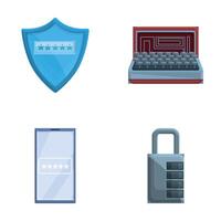 Cipher concept icons set cartoon . Various type of encryption vector