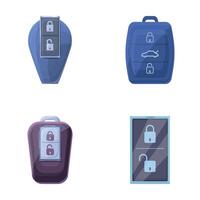 Smart key icons set cartoon . Keyless vehicle entry device vector