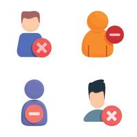 Remove user icons set cartoon . Account cannot be accessed or used vector