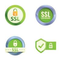 Ssl concept icons set cartoon . Secure sockets layer certificate vector