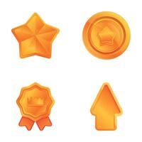 Ranking icons set cartoon . Various type of trophy and award for winner vector