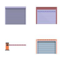 Automatic gate icons set cartoon . Various gate and turnstile vector