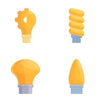 Bulb icons set cartoon . Various glowing smart lamp vector