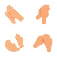 Applause icons set cartoon . Set of different clapping hand vector