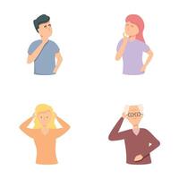Brain disease icons set cartoon . Problem memory loss clouding mind vector