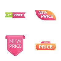 New label icons set cartoon . New price web tag, banner and corner vector