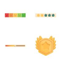 Satisfaction level icons set cartoon . Customer satisfaction indicator vector