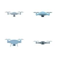 Drone icons set cartoon . Radio remote controlled flying drone vector