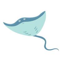Cute stingray smiling and swimming underwater in the ocean vector