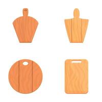 Cutting board icons set cartoon . Wooden board of different shape vector