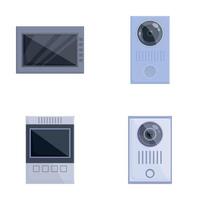 intercom icons set cartoon . audio door phone entry system vector