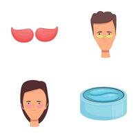 Cosmetic patches icons set cartoon . People with patches under eye vector