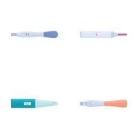Ovulation test icons set cartoon . Ovulation positive and negative test vector