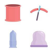 Contraceptive method icons set cartoon . Different type of contraception vector