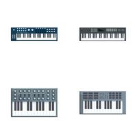 Synth icons set cartoon . Electromusical techno synthesizer vector