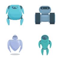 Electronic robot icons set cartoon . Modern robot vector